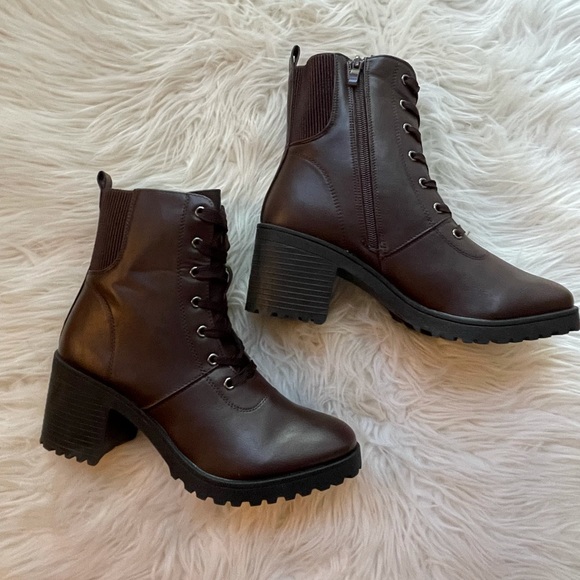 Espresso Lace Up Heeled Booties - Picture 9 of 16